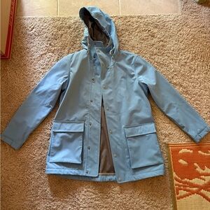 Light Blue Hooded Rain Jacket